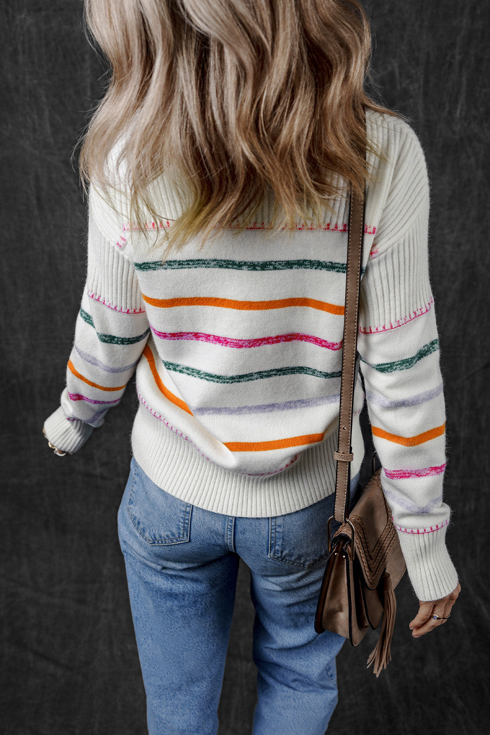 Sophia Striped Ribbed Trim Sweater