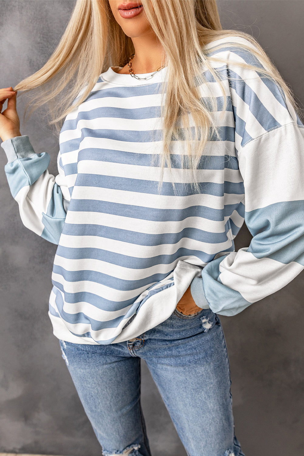 Elina Striped Pullover Sweatshirt